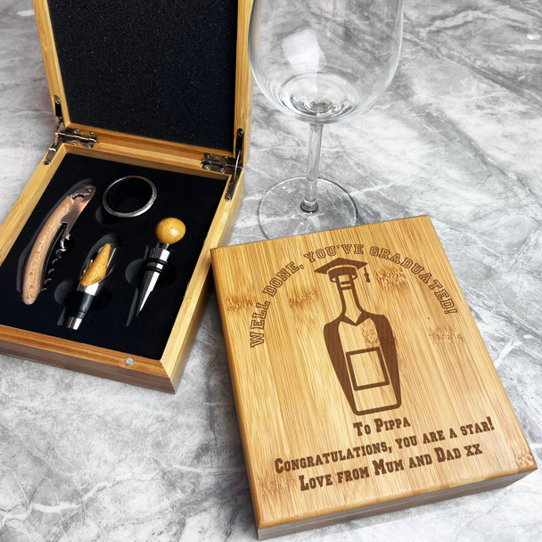 Well Done You've Graduated Congratulations Personalised Wine Bottle Gift Box Set