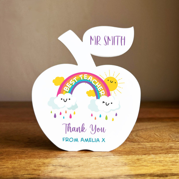 Thank You Best Teacher Rainbow Sun Apple Personalised Gift Ornament