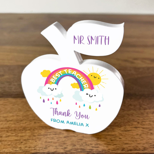 Thank You Best Teacher Rainbow Sun Apple Personalised Gift Ornament