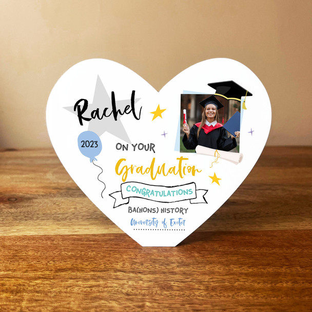 Graduation Photo Congratulations Bright Graduate White Heart Personalised Gift