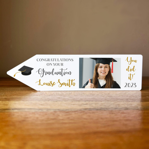 Graduation You Did It Photo Hat Gold Graduate Pencil Shaped Personalised Gift