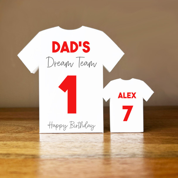 Dad's Dream Team Birthday Football Red Shirt Family 1 Small Personalised Gift