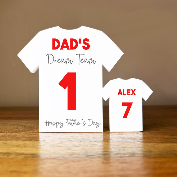 Dad's Team Father's Day Football Red Shirt Family 1 Small Personalised Gift