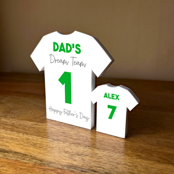 Dad's Team Fathers Day Football Green Shirt Family 1 Small Personalised Gift