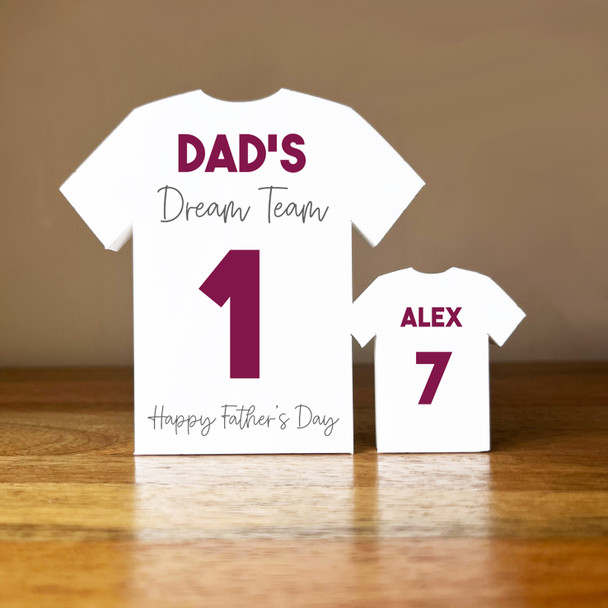 Dad's Team Fathers Day Football Purple Shirt Family 1 Small Personalised Gift