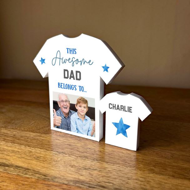 This Awesome Dad Belongs To 1 Small Football Shirt Photo Personalised Gift