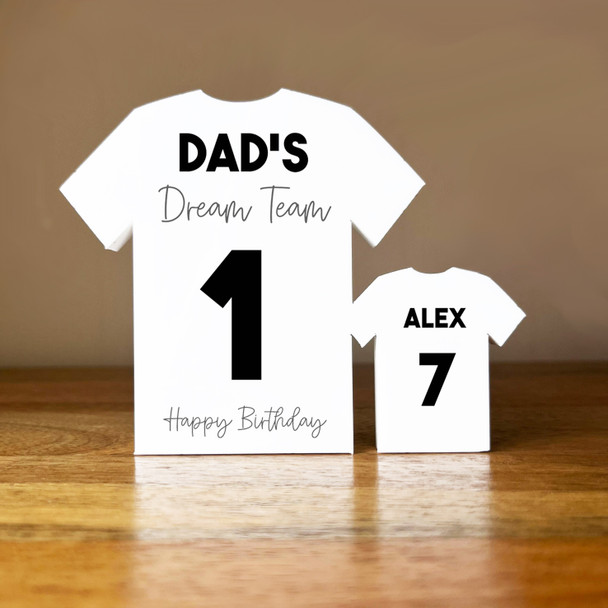 Dad's Dream Team Birthday Football Black Shirt Family 1 Small Personalised Gift