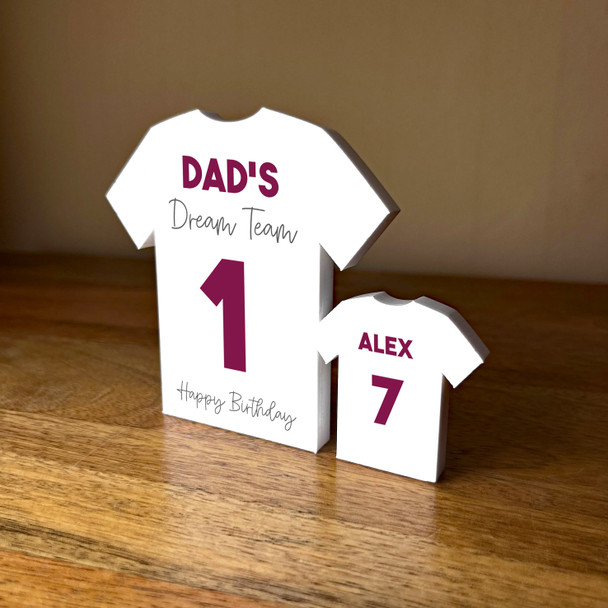 Dad's Dream Team Birthday Football Purple Shirt Family 1 Small Personalised Gift