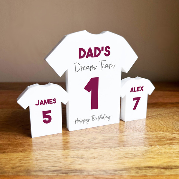 Dad's Dream Team Birthday Football Purple Shirt Family 2 Small Personalised Gift