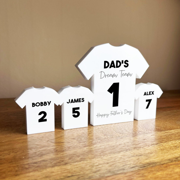 Dad's Team Father's Day Football Black Shirt Family 3 Small Personalised Gift