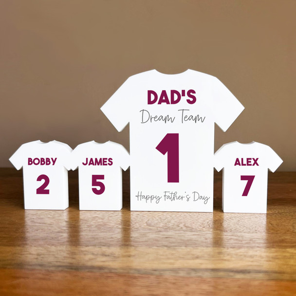 Dad's Team Father's Day Football Purple Shirt Family 3 Small Personalised Gift