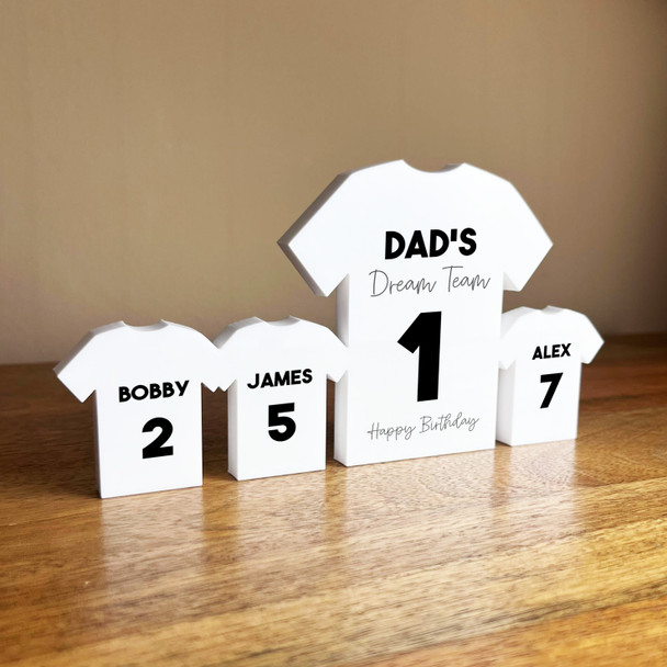 Dad's Dream Team Birthday Football Black Shirt Family 3 Small Personalised Gift