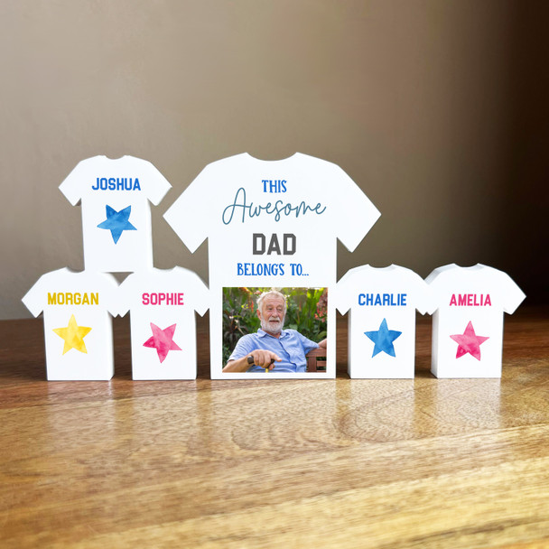 This Awesome Dad Belongs To 5 Small Football Shirt Photo Personalised Gift