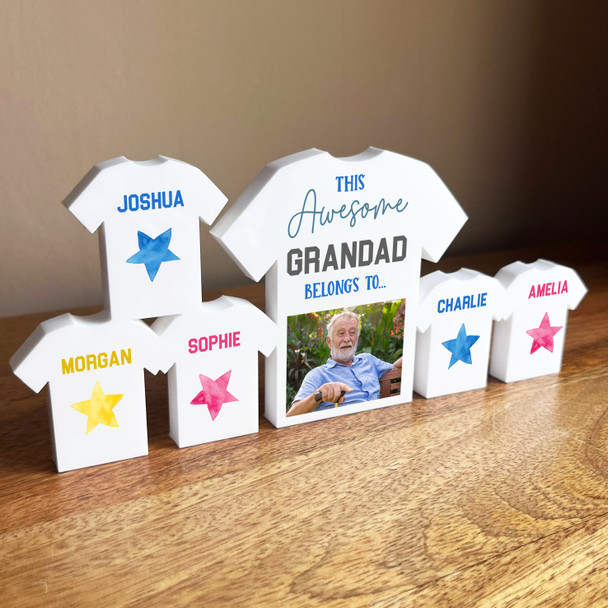 This Awesome Grandad Belongs To 5 Small Football Shirt Photo Personalised Gift
