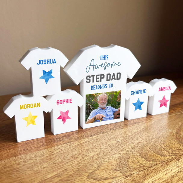 This Awesome Step Dad Belongs To 5 Small Football Shirt Photo Personalised Gift