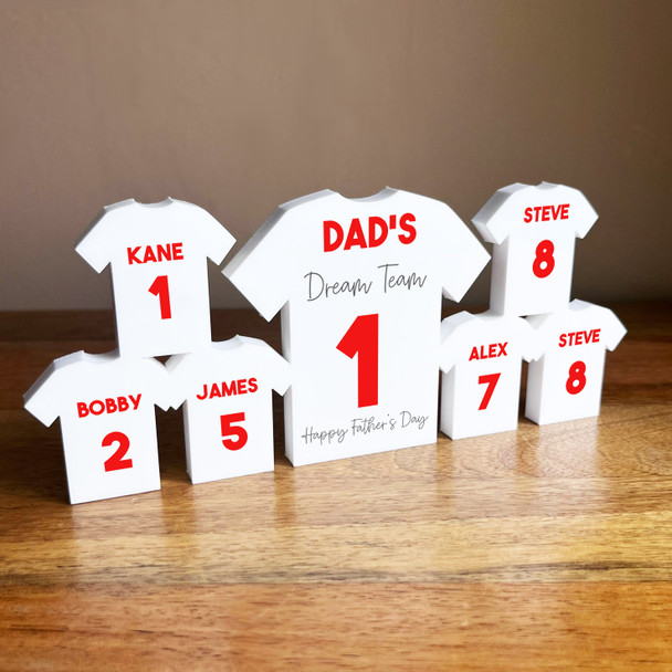 Dad's Team father's day Football Red Shirt Family 6 Small Personalised Gift
