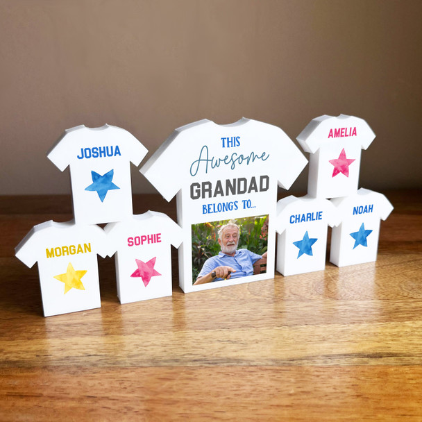 This Awesome Grandad Belongs To 6 Small Football Shirt Photo Personalised Gift