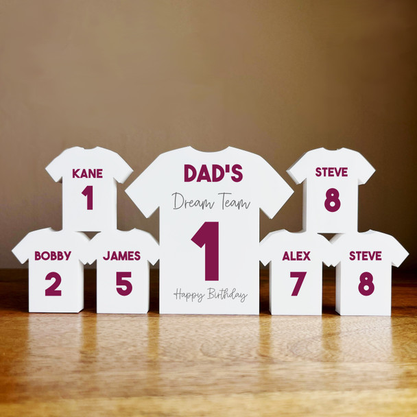 Dad's Dream Team Birthday Football Purple Shirt Family 6 Small Personalised Gift