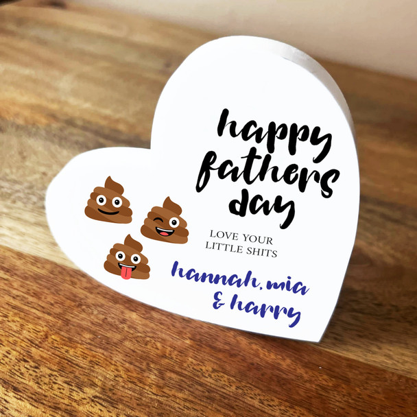 Poo Father's Day Dad Love Your Little Shits 3 White Heart Personalised Gift