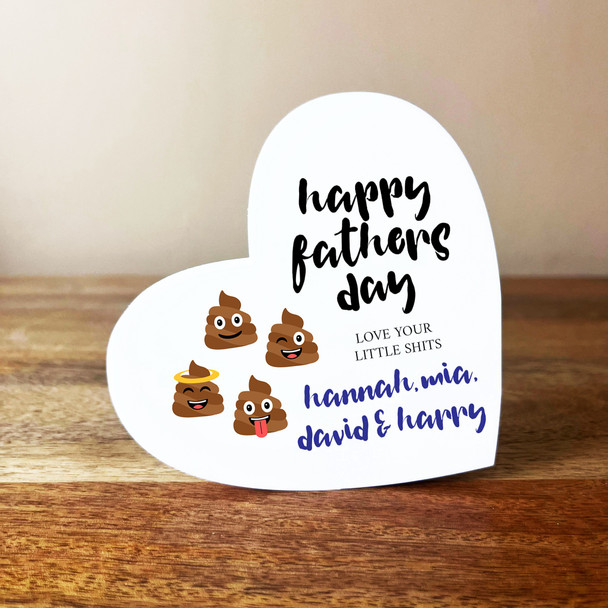 Poo Father's Day Dad Love Your Little Shits 4 White Heart Personalised Gift