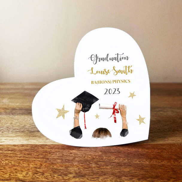 Graduation Gold Stars Painted Girl Hat Graduate White Heart Personalised Gift