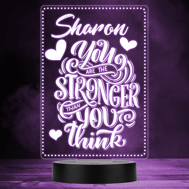 You Are Stronger Than You Think Hearts Multicolour Personalised Gift Night Light