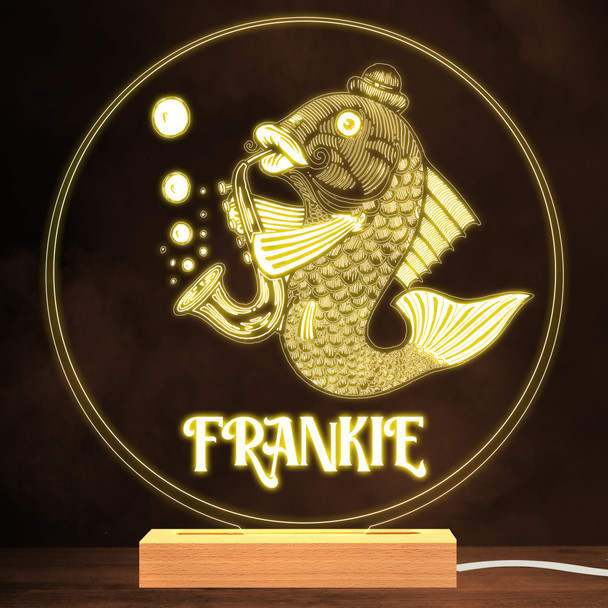 Fish Plays The Saxophone Warm White Lamp Personalised Gift Night Light