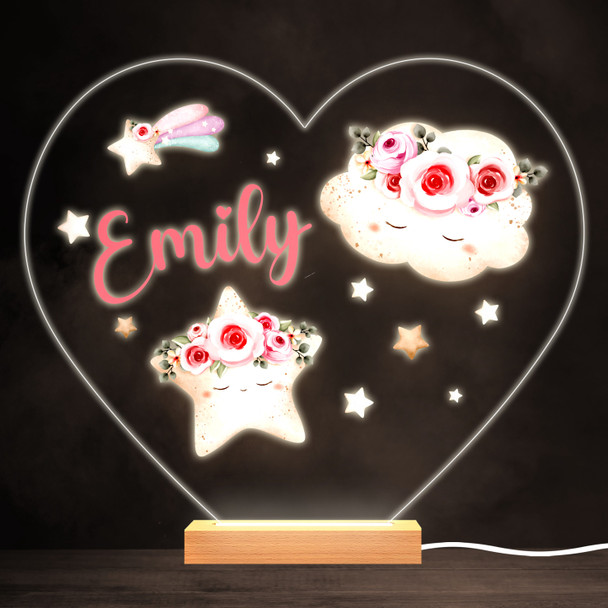 Sleeping Star And Cloud Colourful Heart Personalised Gift LED Lamp Night Light