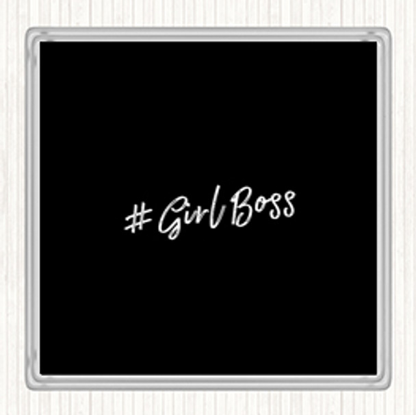 Black White Girl Boss Quote Coaster