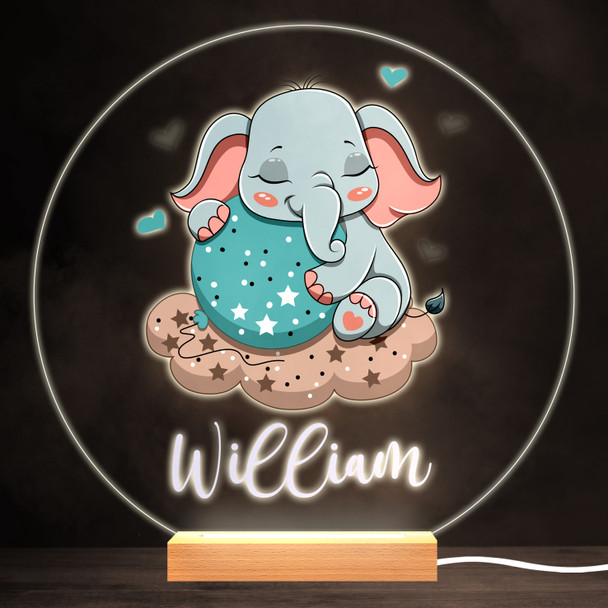 Elephant Cuddling Balloon Colourful Round Personalised Gift LED Lamp Night Light