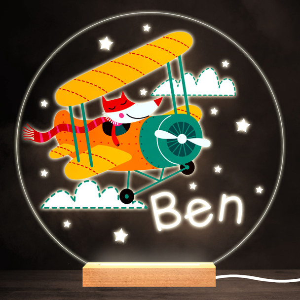 Flying Fox Plane Colourful Round Personalised Gift LED Lamp Night Light
