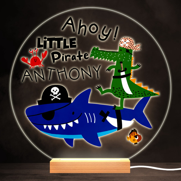 Funny Pirate Animals Colourful Round Personalised Gift LED Lamp Night Light