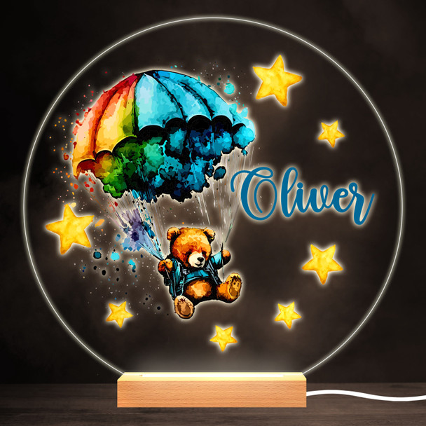 Bear Hot Air Balloon Baby Child Boy Round Personalised Gift Lamp Night Light