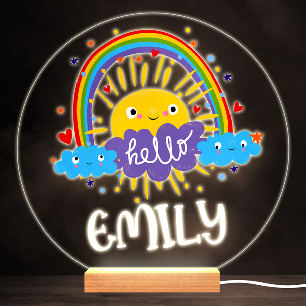 Happy Sun Rainbow Colourful Round Personalised Gift LED Lamp Night Light