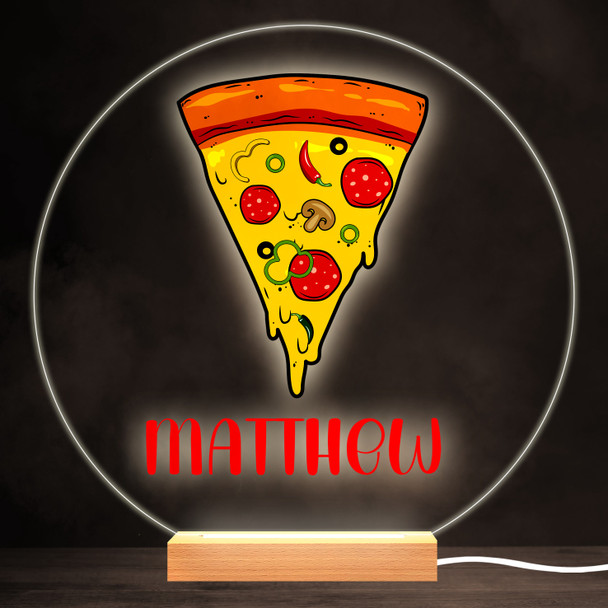Pizza Colourful Round Personalised Gift Warm White LED Lamp Night Light