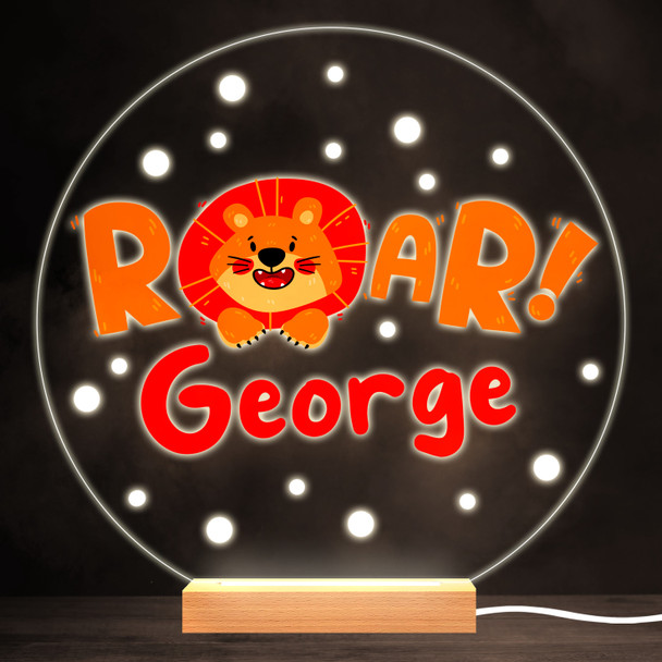Roar Lion Colourful Round Personalised Gift Warm White LED Lamp Night Light