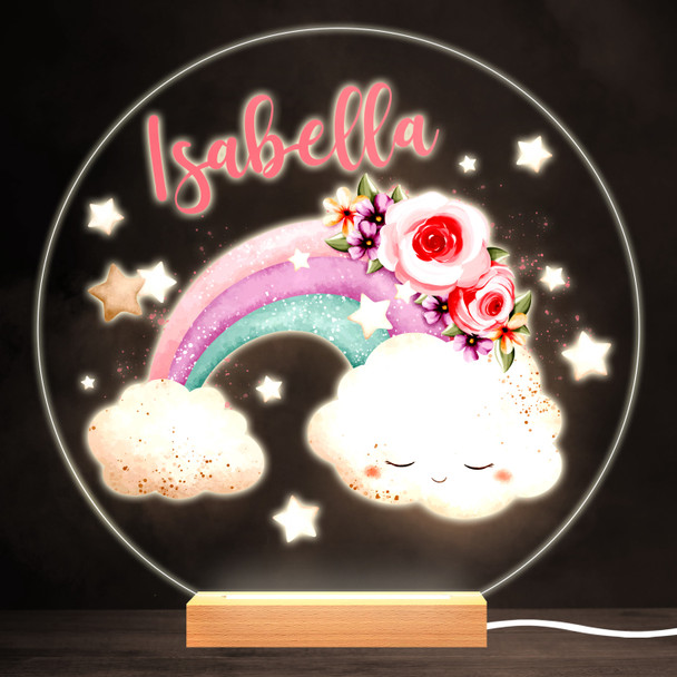 Sleeping Floral Cloud Colourful Round Personalised Gift LED Lamp Night Light