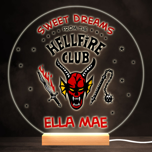 Stranger Things Hell Fire Club Bright Round Personalised Gift Lamp Night Light