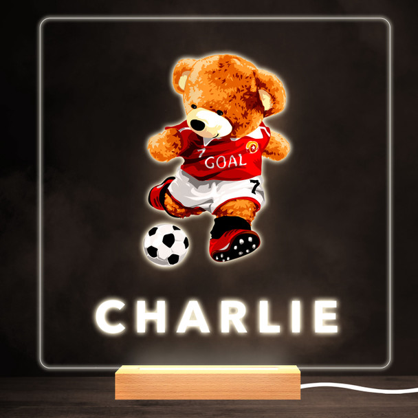 Football Cute Teddy Bear Colourful Square Personalised Gift LED Lamp Night Light