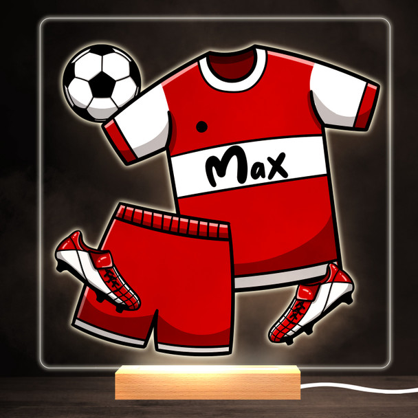 Red Football Kit Colourful Square Personalised Gift LED Lamp Night Light