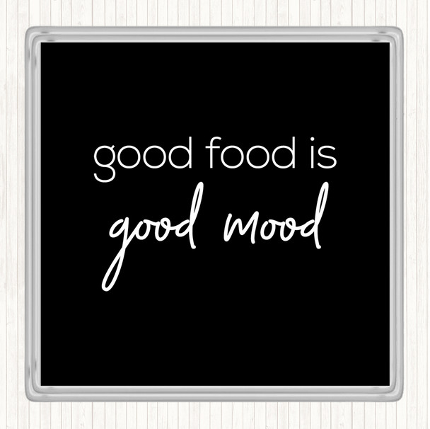 Black White Good Food Quote Coaster