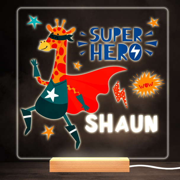 Superhero Giraffe Colourful Square Personalised Gift LED Lamp Night Light