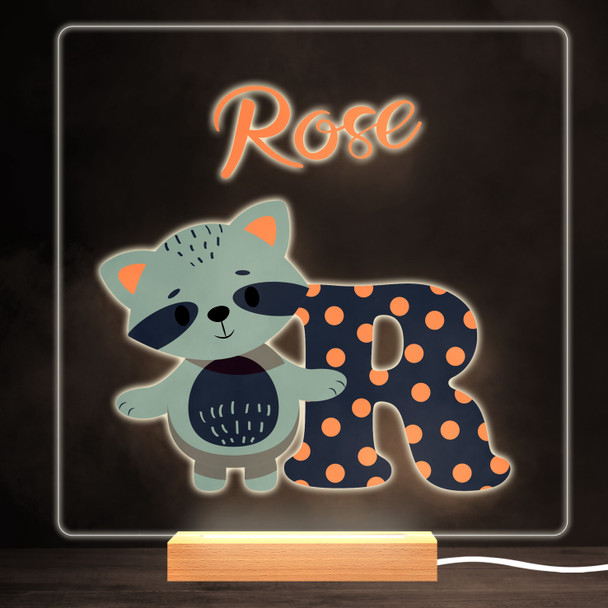 Animal Alphabet Letter R Colourful Square Personalised Gift LED Lamp Night Light