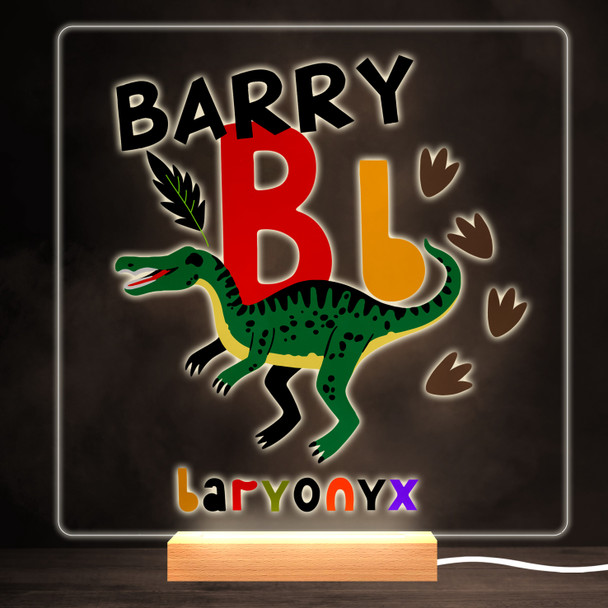 B Dinosaur Alphabet Colourful Square Personalised Gift LED Lamp Night Light