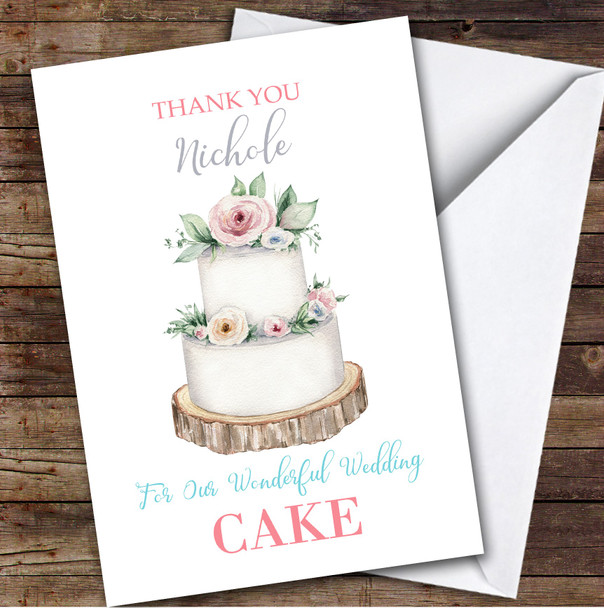 Thank You For Our Wonderful Wedding Cake Personalised Greetings Card