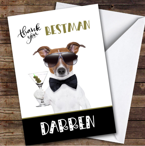 Thank You Best Man Martini Dog Personalised Greetings Card