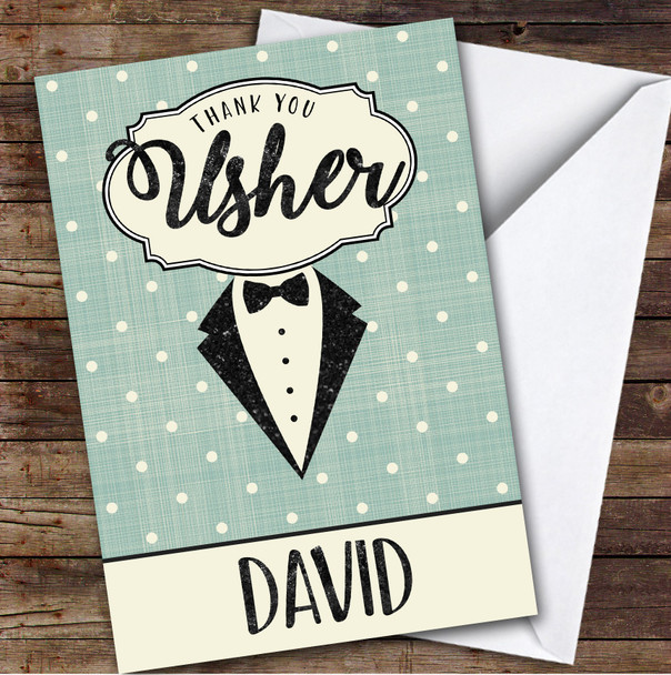 Thank You Usher Vintage Suit Personalised Greetings Card