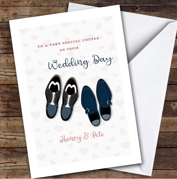 Men's Shoes Special Couple On Your Wedding Day Hearts Personalised Card