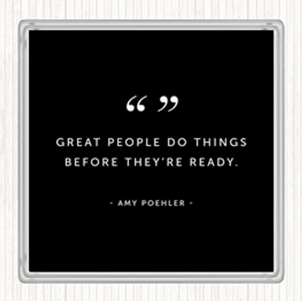 Black White Great People Quote Coaster