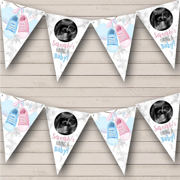 New Baby Pregnancy Announcement Gender Scan Photo Personalised Banner Bunting